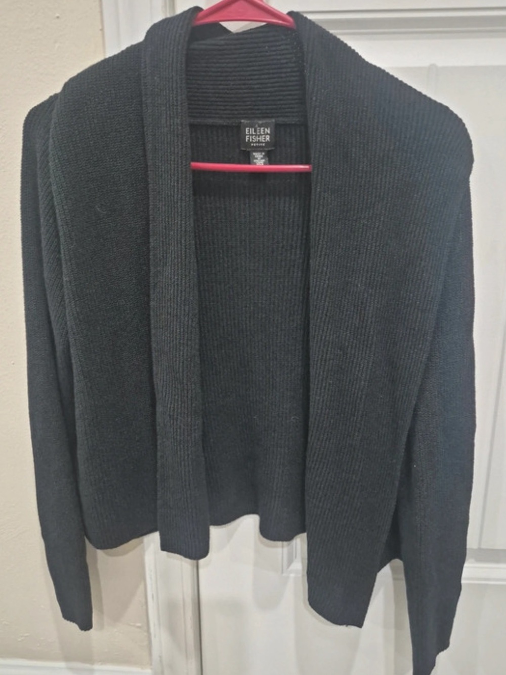 Eileen Fisher black Open-Front Ribbed Cardigan